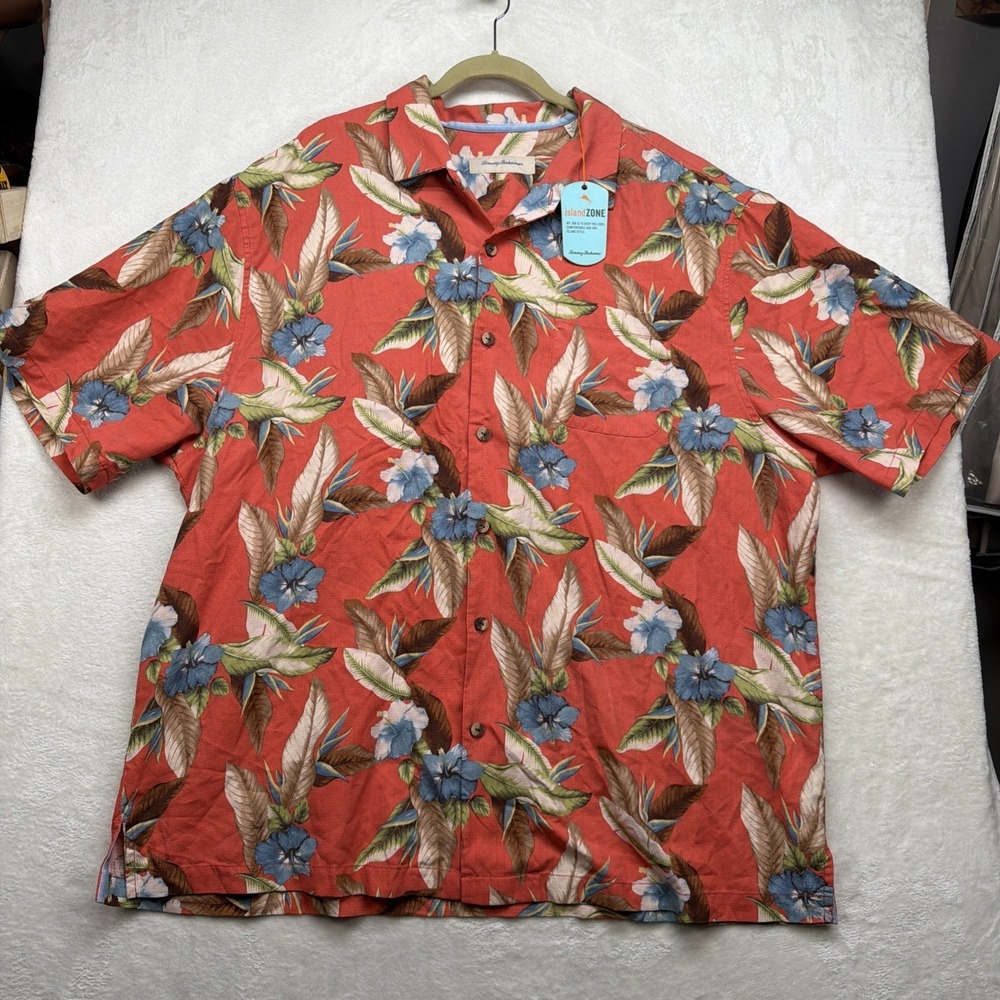 Tommy Bahama IslandZone Silk Blend Hawaiian Camp Shirt 2XB Tropical NWT - Picture 2 of 11